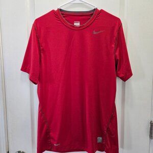 Nike Pro Red Fitted Dri-Fit Short Sleeve Athletic Shirt Mens Size M